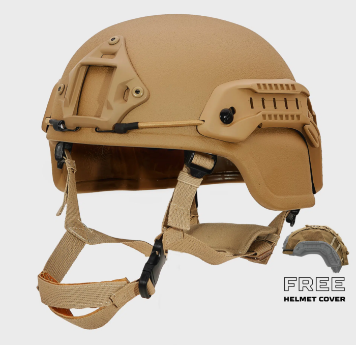 Ballistic Helmet MICH Combat Coyote Brown with Helmet Cover - Ace