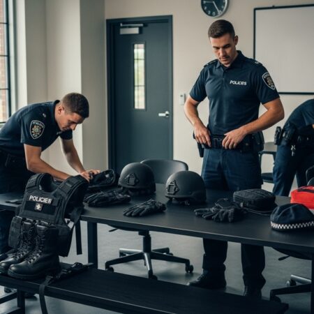 police gear, equipment, briefing